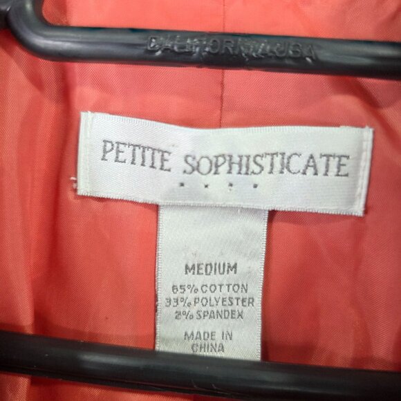 Womens Petite Sophisticate Coral Textured Floral Jacket Button Up Cotton Blend M - Picture 2 of 7